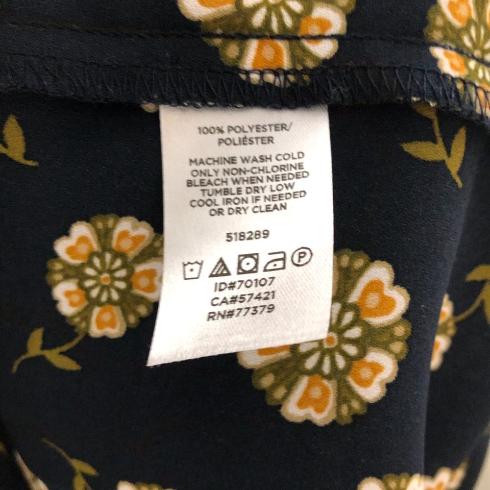 Loft Petites navy gold floral Blouse Size XXSP - Picture 6 of 6